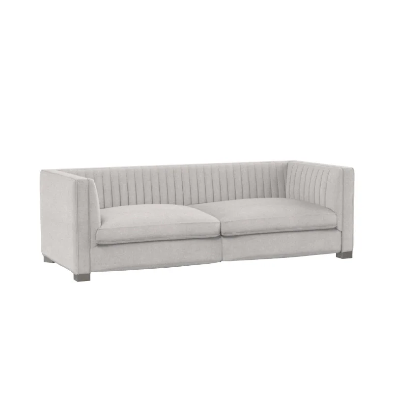 Modern silver sofa with clean lines